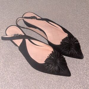 Pom Pom Metallic Leather Slingbacks ♠️ Sz 37